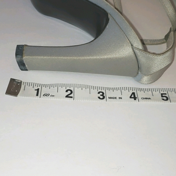 Nathalie M Diamond Ankle Strap Satin Heels Gray 6 - Picture 13 of 16